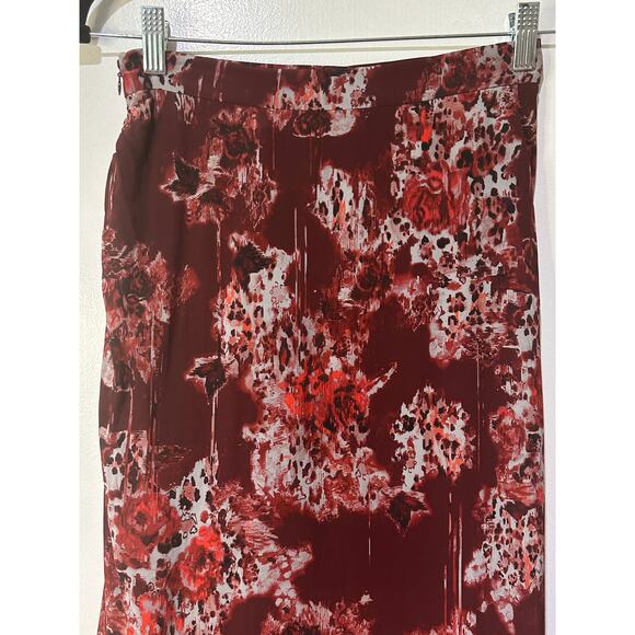 IRO Paris Alise Abstract Burgundy Print Draped Midi Skirt Size 34 Small NWT - Picture 8 of 11